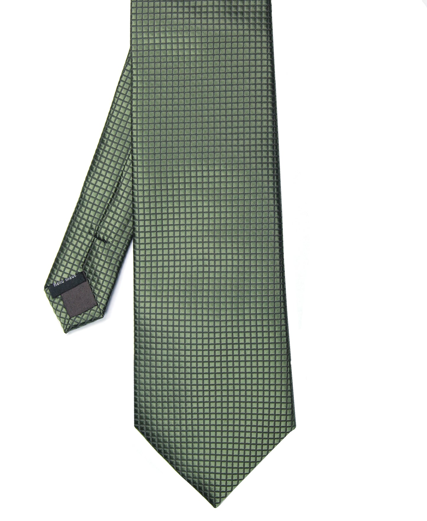 Breite Krawatte in kariertem Olive