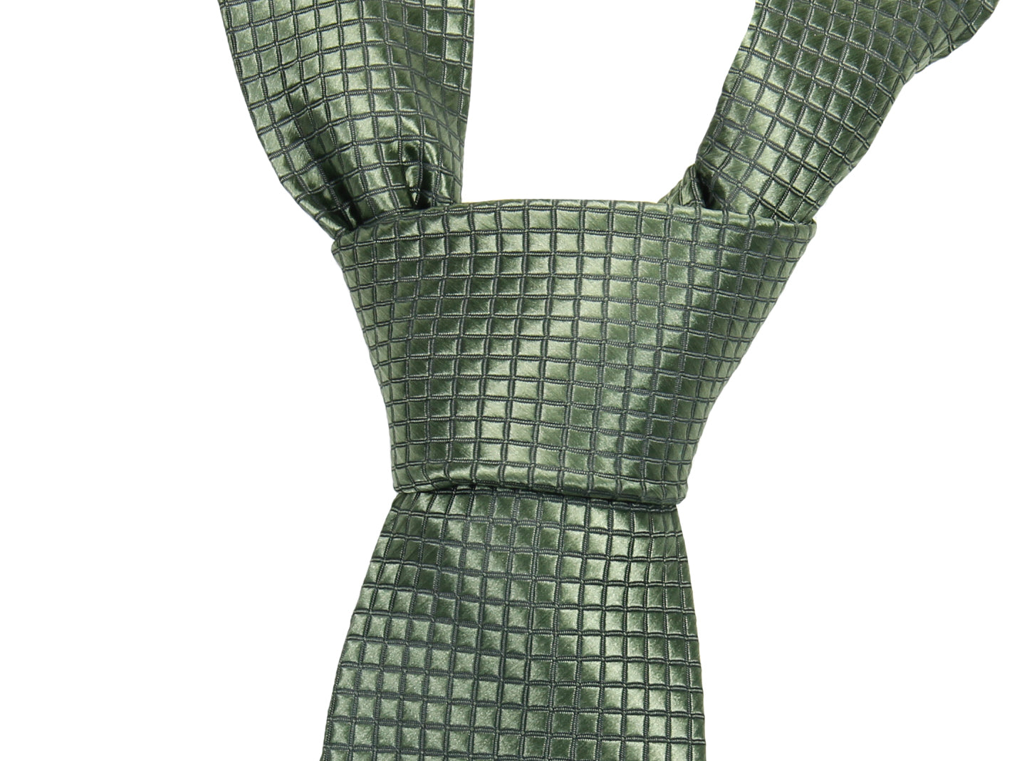 Breite Krawatte in kariertem Olive