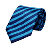 Breite Krawatte mit schrägen Streifen in Dunkelblau und Hellblau
