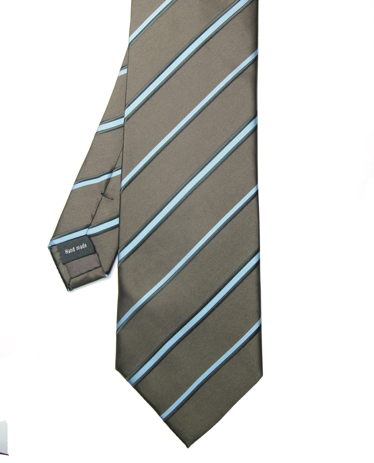 Breite Krawatte mit blauen Streifen in Anthrazit