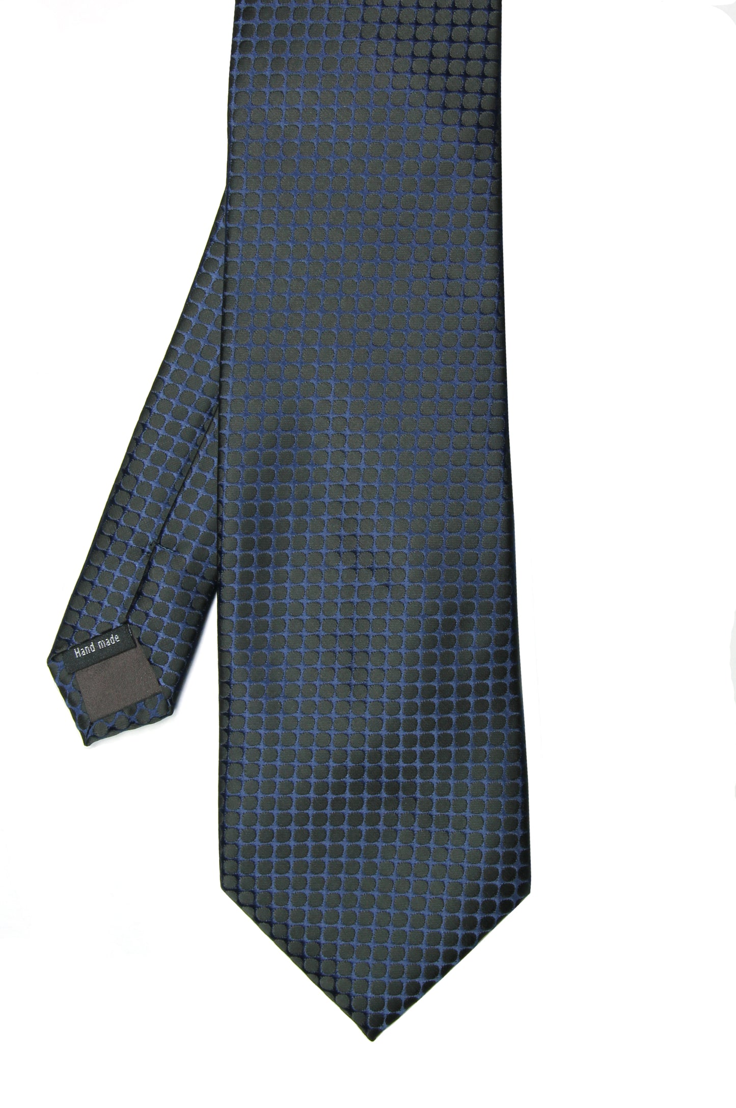 Breite Krawatte mit blauer Karierung in Schwarz
