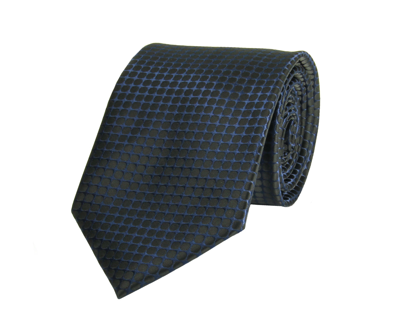 Breite Krawatte mit blauer Karierung in Schwarz