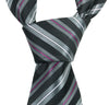 Breite Krawatte mit Querstreifen in Schwarz, Silber, Pink und Gelb