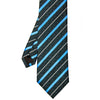 Breite Krawatte mit schrägen hellblauen Streifen in Schwarz