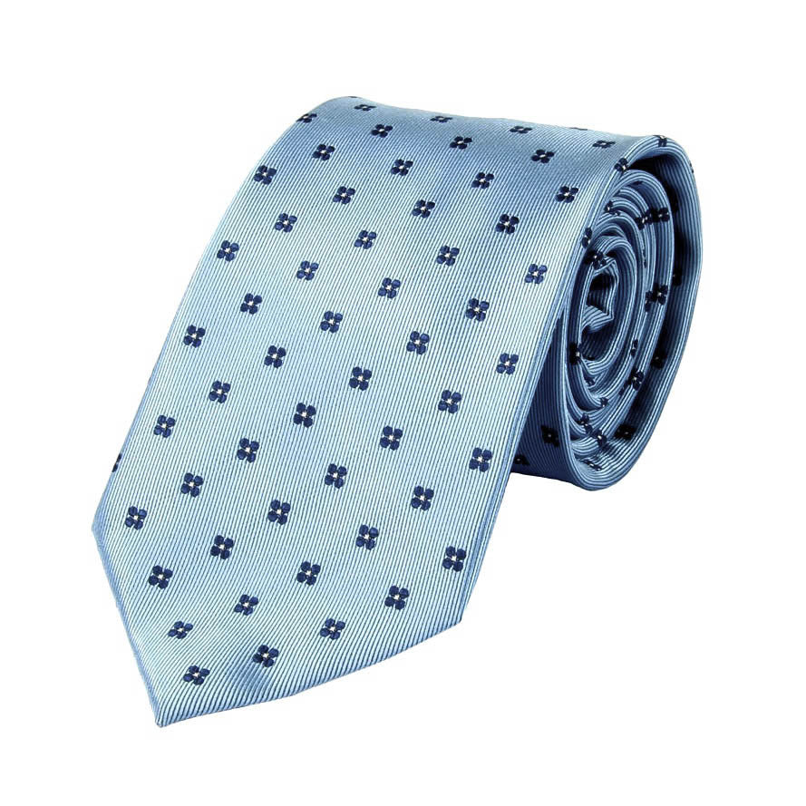 Breite Krawatte in geblümtem Hellblau