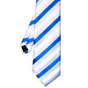 Breite Krawatte mit königsblauen Streifen in Weiss