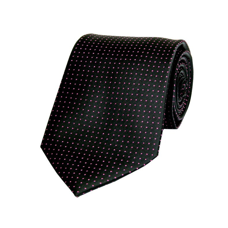 Breite Krawatte in pink gepunktetem Schwarz