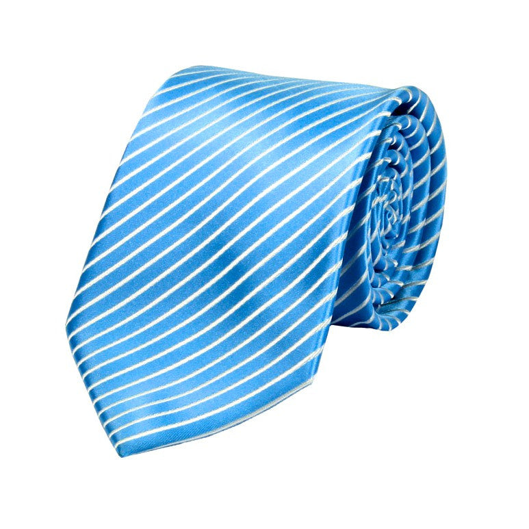 Breite Krawatte in schräg gestreiftem Hellblau