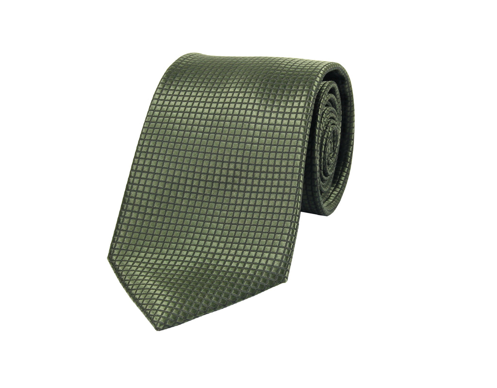 Breite Krawatte in kariertem Olive