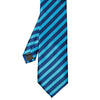 Breite Krawatte mit schrägen Streifen in Dunkelblau und Hellblau